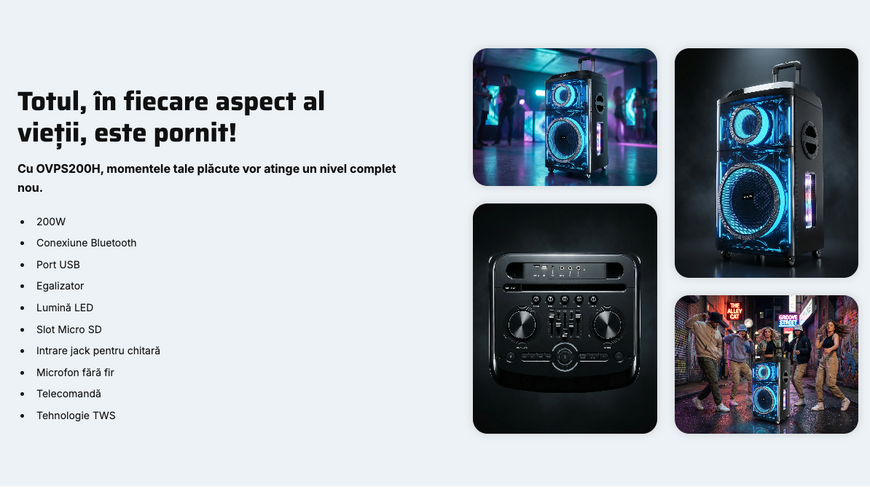 OVPS200H &ndash; Boxă Bluetooth Karaoke 200W OVPS200H фото