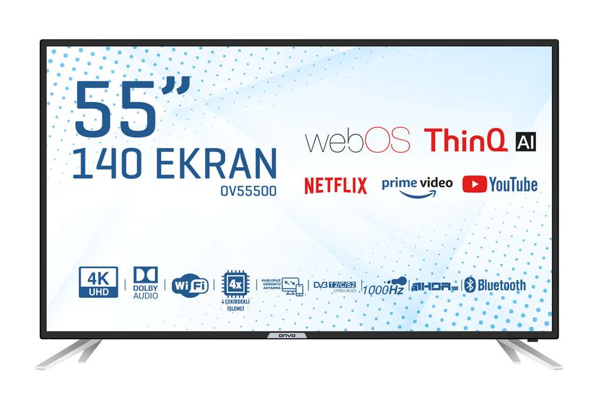 ONVO 55" 4K WEBOS Smart LED TV with DVB-T2/C/S2 Dolby OV55500 фото