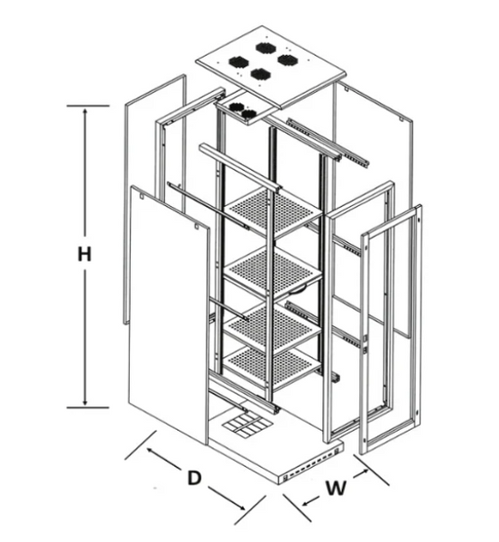 42U-W=600 D=800 19'' FS-Line Free Standing Network Cabinet, MFGFD, MSRD, MSSP, Black Color Flat Pack 18-1146 фото