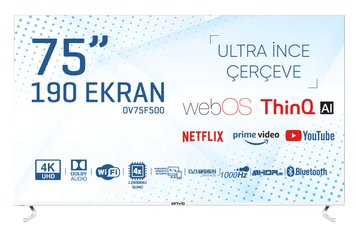 ONVO 75" 4K WEBOS Безрамный LED TV DVB-T2/C/S2 Dolby OV75F500 фото