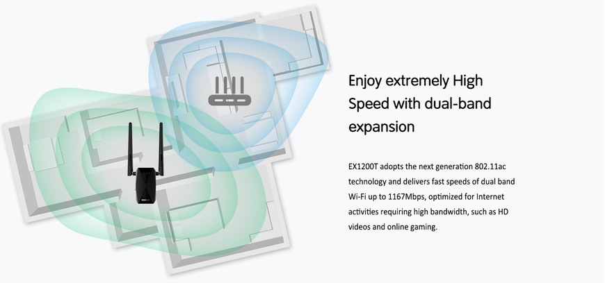 EX1200T (AC1200 Dual Band WiFi Range Extender Smart LED) 21-7451 фото