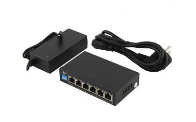 Comutator POE FoxGate S5904P-FE2-AI (60W) 4CH +2 /POE Switch 36-301 фото