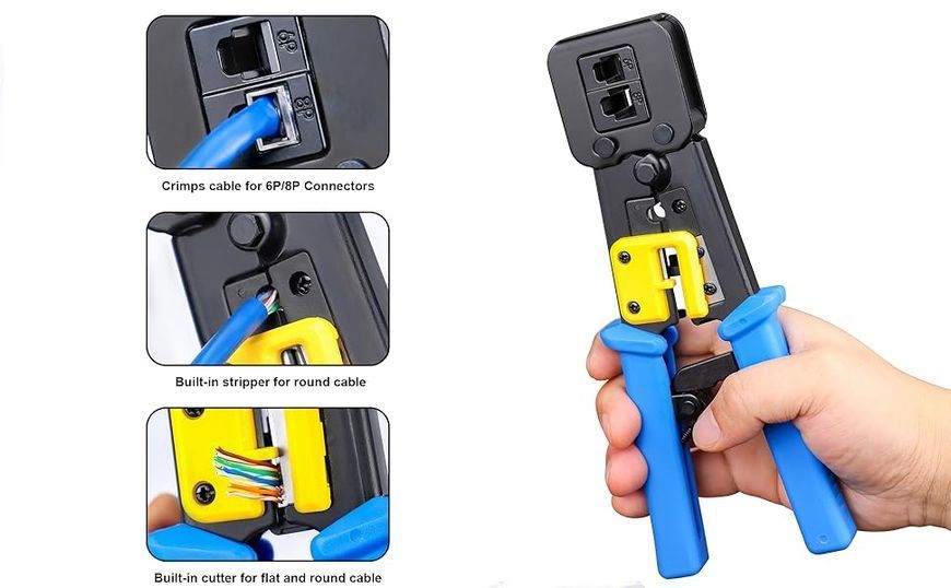 Instrument de sertizare RJ45 pentru conectori Pass-Through Cat5 Cat5e Cat6, pentru conectori RJ45/RJ12 obișnuiți și Pass-Through 33-305 фото