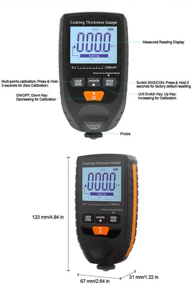 Indicator digital de grosime a vopselei pentru masina GM998 24-998 фото