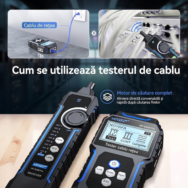 NF-8209Pro Tester și localizator profesional pentru cabluri de rețea &ndash; măsurare precisă a semnalului și protecție de siguranță NF-8209PRO фото
