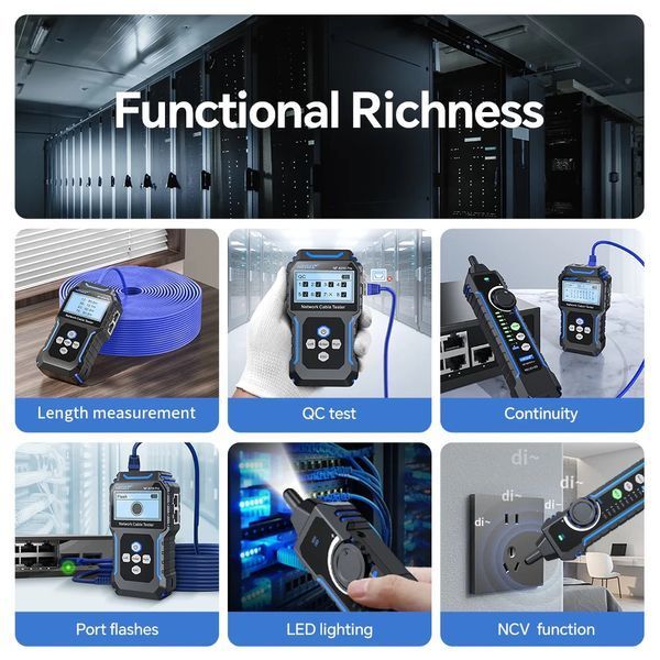 NF-8209Pro Tester și localizator profesional pentru cabluri de rețea &ndash; măsurare precisă a semnalului și protecție de siguranță NF-8209PRO фото
