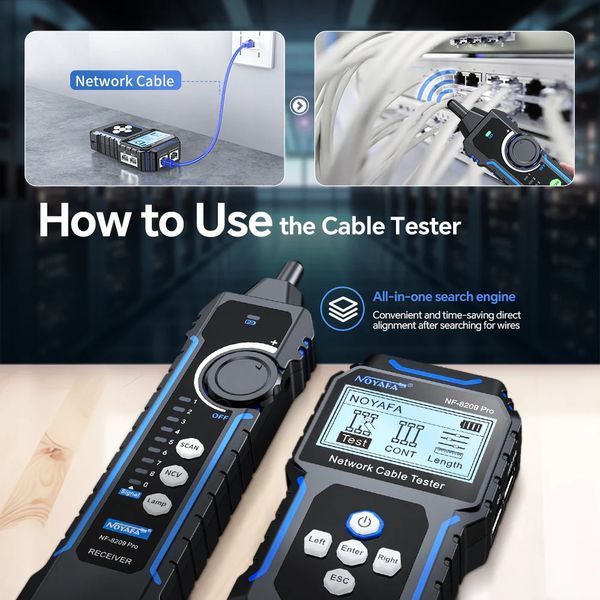 NF-8209Pro Tester și localizator profesional pentru cabluri de rețea &ndash; măsurare precisă a semnalului și protecție de siguranță NF-8209PRO фото