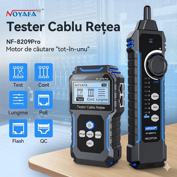 NF-8209Pro Tester și localizator profesional pentru cabluri de rețea &ndash; măsurare precisă a semnalului și protecție de siguranță NF-8209PRO фото