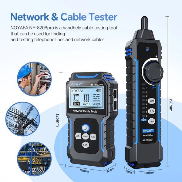 NF-8209Pro Tester și localizator profesional pentru cabluri de rețea &ndash; măsurare precisă a semnalului și protecție de siguranță NF-8209PRO фото