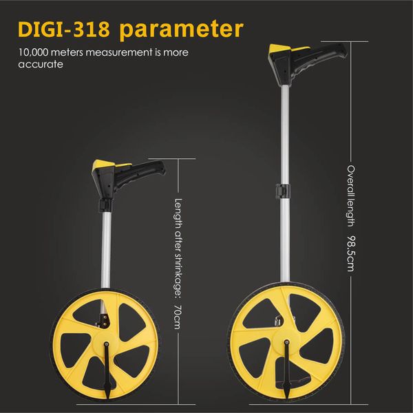 Roată de măsurare a distanței 0-99999,9 m/ft, mâner telescopic, săgeată punct de pornire afișaj digital NF-DIGI318 24-318 фото