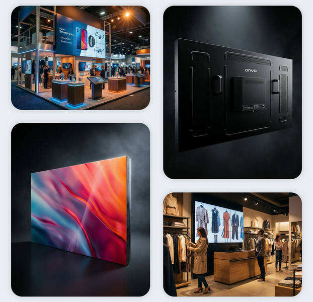 ONVO 55" 140cm OV55-18500 Display Videowall Commercial 500 Nits Full HD DLED Sticlă Securizată 24/7 OV55-18500 фото