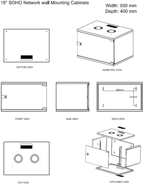 UP-9U-SH-55X40-BL-FT ЧЕРНЫЙ Стеклянная дверь 18-12103 фото