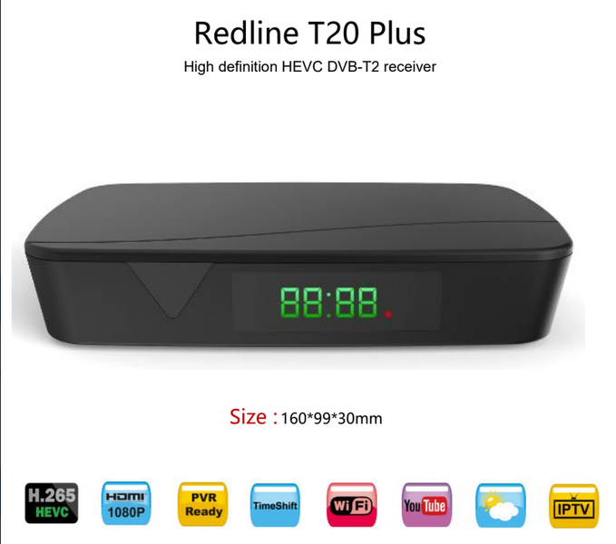 Redline T20+ receptor DVB/T-2 cu video codul H265 T20Plus фото