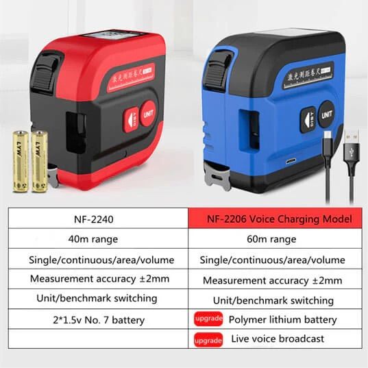 NF-2260L Цифровая измерительная лента с лазером для измерения длины, высоты, площади и объема NOYAFA  NF-2260L фото