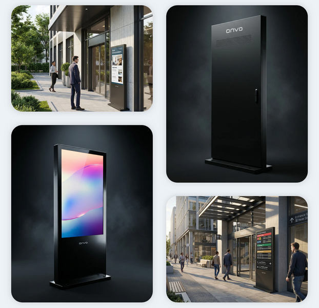 ONVO 55" 140cm 55OVOUT6000 Display Commercial Outdoor High Brightness 2000 Nits Full HD DLED Sticlă Securizată Wi-Fi Bluetooth 24/7 55OVOUT6000 фото