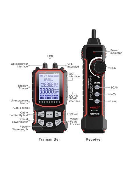 NOYAFA NF-918S Тестер сетевых кабелей с оптическим измерителем мощности на 6 длинах волн и визуальным локатором повреждений (VFL) NF-918S фото
