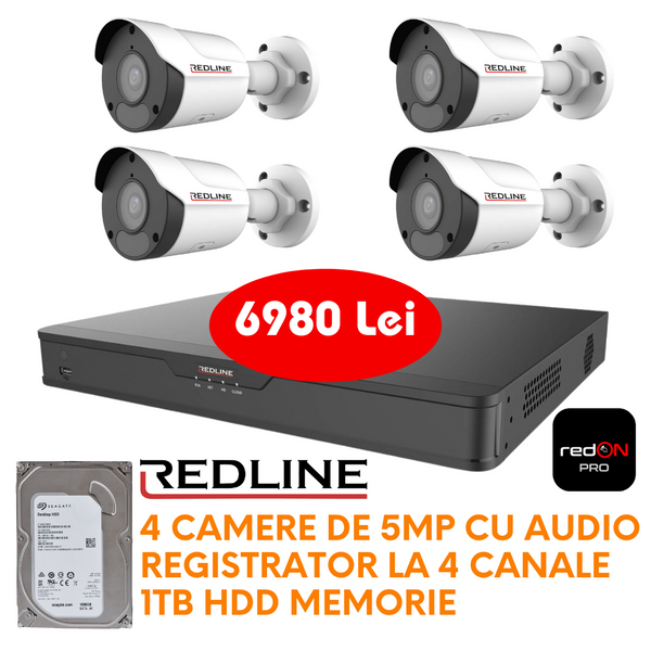 КОМПЛЕКТ POE 4 КАМЕРЫ REDLINE 5 МП AUDIO POEKIT2 фото