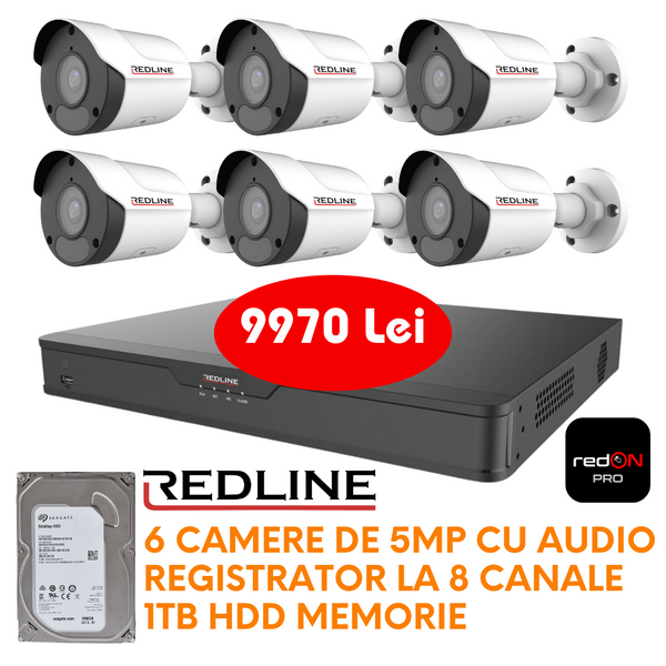 КОМПЛЕКТ POE 6 КАМЕРЫ REDLINE 5 МП AUDIO POEKIT3 фото