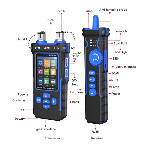 NF-8508 Tester de cablu Internet RJ45 și Cablu Optic (Power Meter) ID999MARKET_6546936 фото