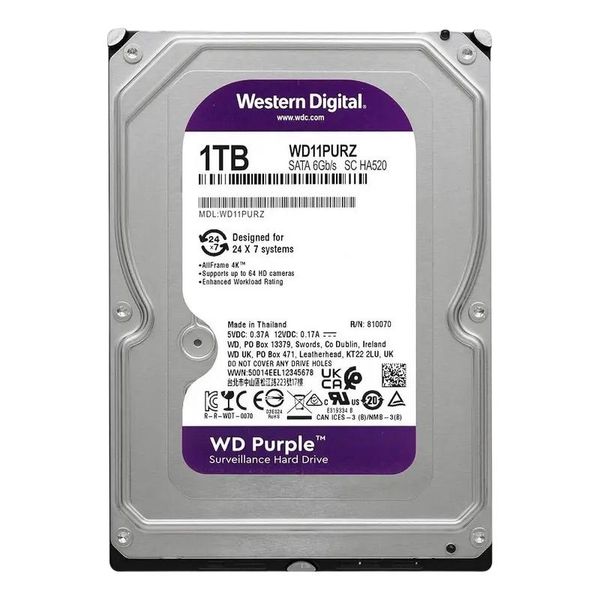 1 ТБЖесткий диск Western Digital WD Purple, 3.5", WD11PURZ 36-7-00031 фото