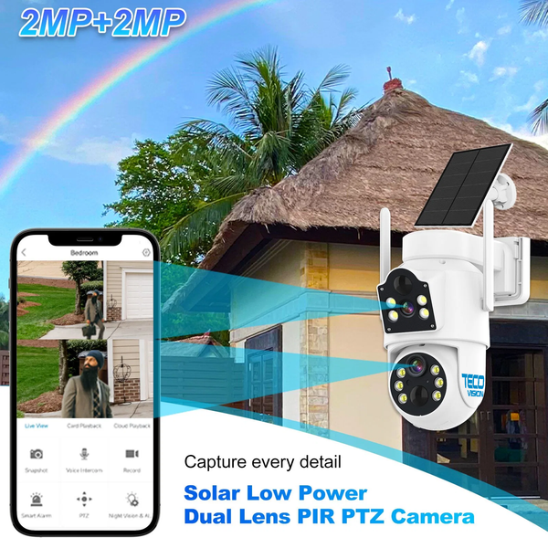 2MP+2MP 360° Audio + Mic + MircoSd + WIFI PTZ Dome Camera PTZSOLAR2DF TECOVISION 36-8-119 фото