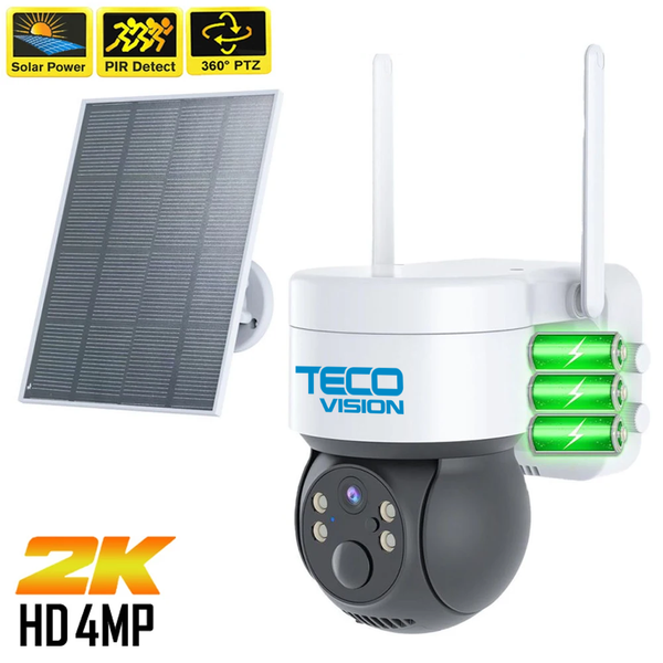 4MP 360° Audio + Mic + MircoSd + WIFI PTZ Dome Camera PTZSOLAR44 TECOVISION 36-8-118 фото