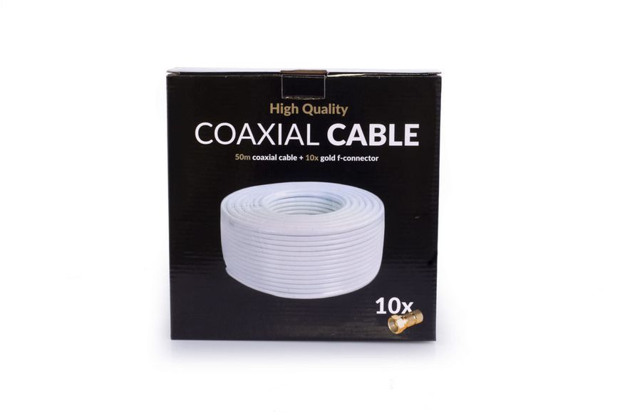 RG6 COAXIAL 50M AX2S-48 + 10 PCS F GOLD PLUG 05-61 фото