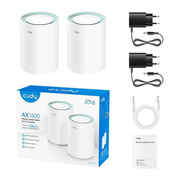 M1500 2pcs Wifi 6 MESH 2.4GHz/5Ghz AC1200 Mesh Wi-Fi System 23-8042 фото